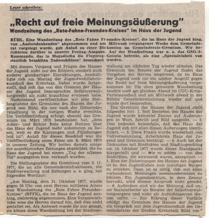 10.11.1977 Recht auf freie Meinung